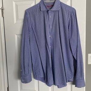 Robert Graham L Men's Button-up Shirt Blue White Stripe Cotton